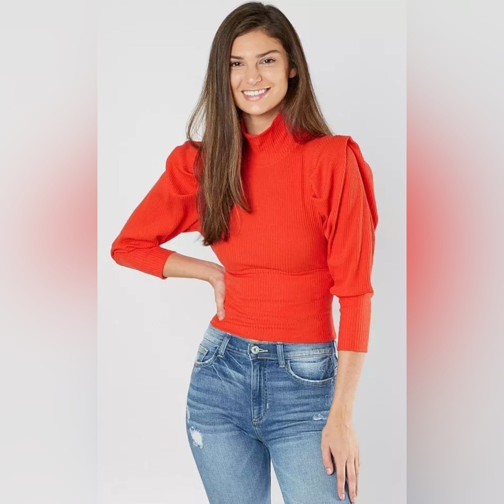 Free People Red Lala Cropped Top Size S